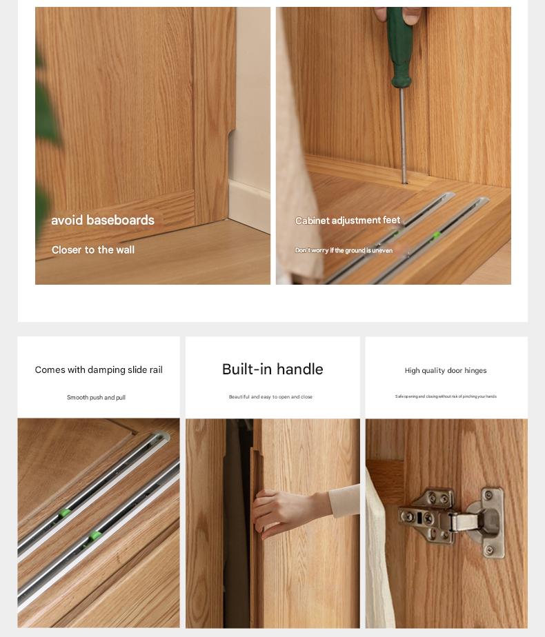 Oak Solid Wood Modern Storage Wardrobe.