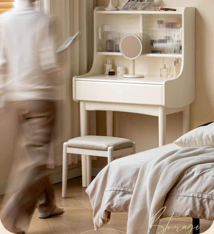 Ash Solid Wood Cream Style Dressing Table.