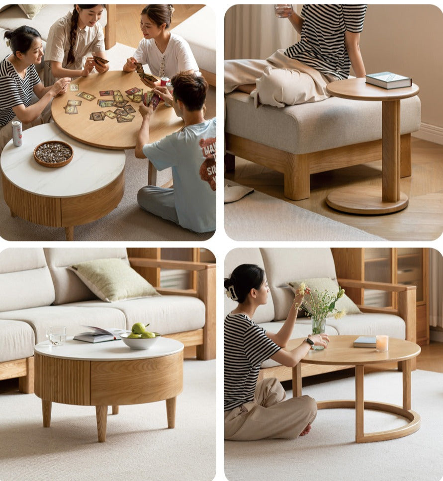 Ash Solid Wood Rock Plate Coffee Table