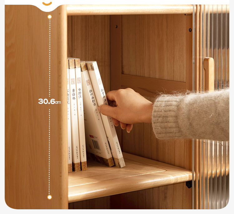 Beech Solid Wood Sliding Door Side Cabinet