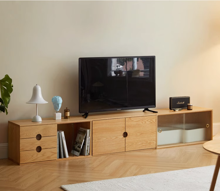 Oak Solid Wood Modern TV Cabinet.