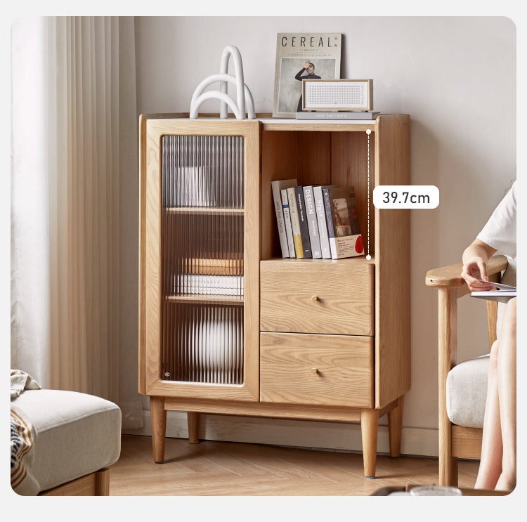 Ash Solid Wood Side Cabinet Storage.