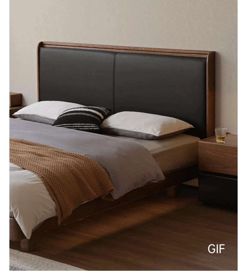Oak Solid Wood Modern Simple Luminous Bed