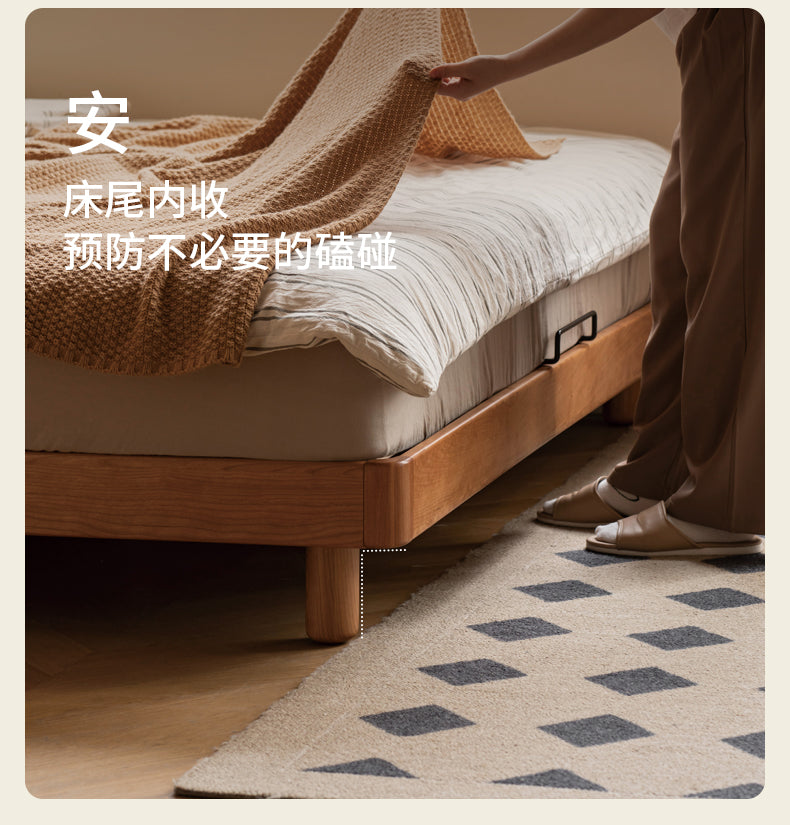 Cherry Solid Wood fabric Soft Bed