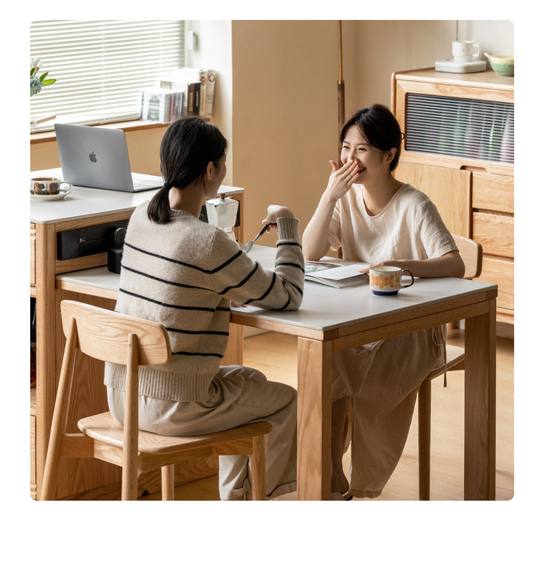 Oak Solid Wood Island + Table Integrated Retractable Rock Board