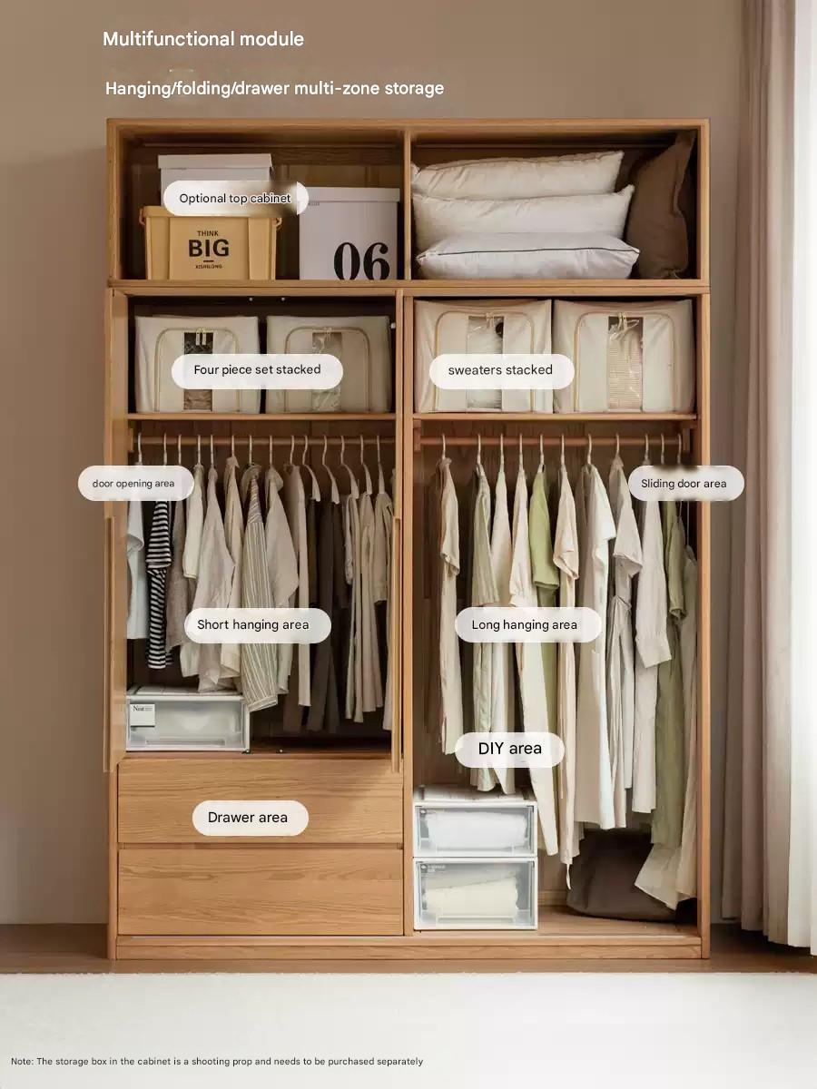Oak Solid Wood Modern Storage Wardrobe.