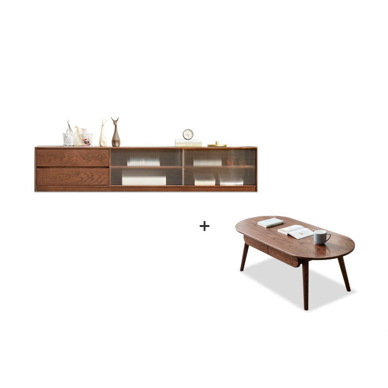 Oak, Rubber Solid Wood TV Cabinet Floor Combination,