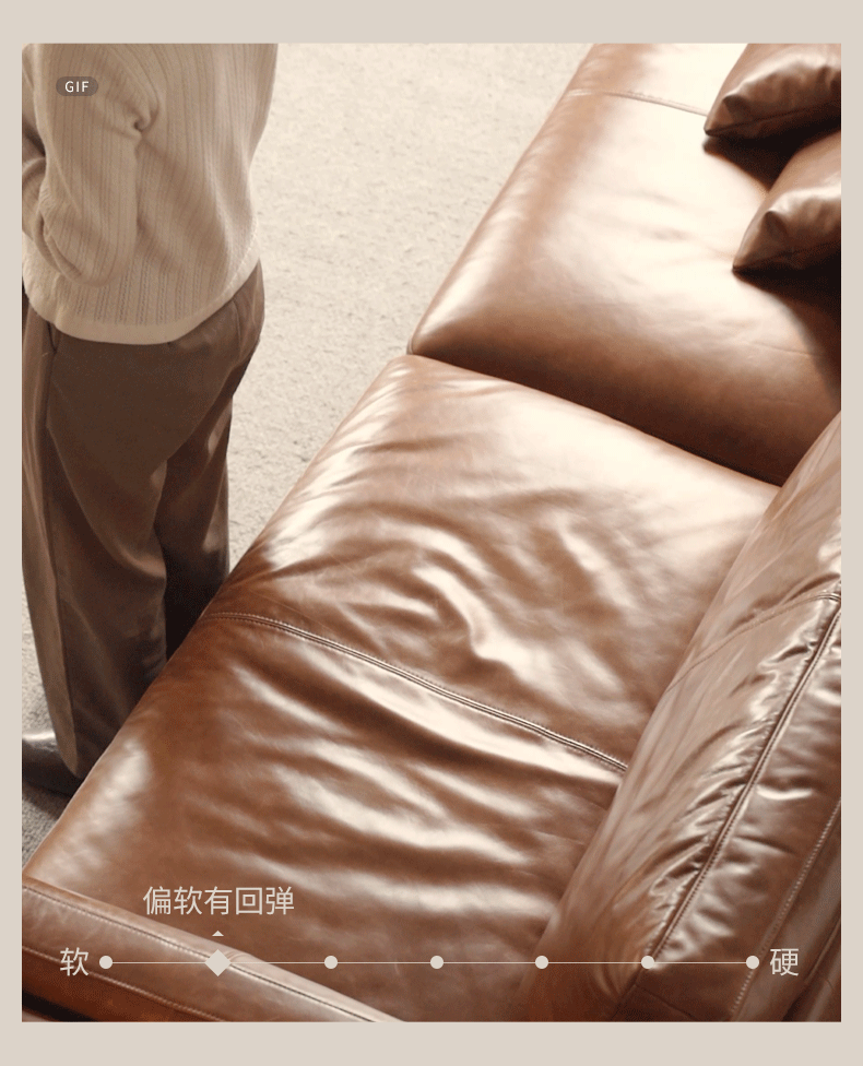Italian Medieval Style Genuine Leather Oil-Wax Sofa