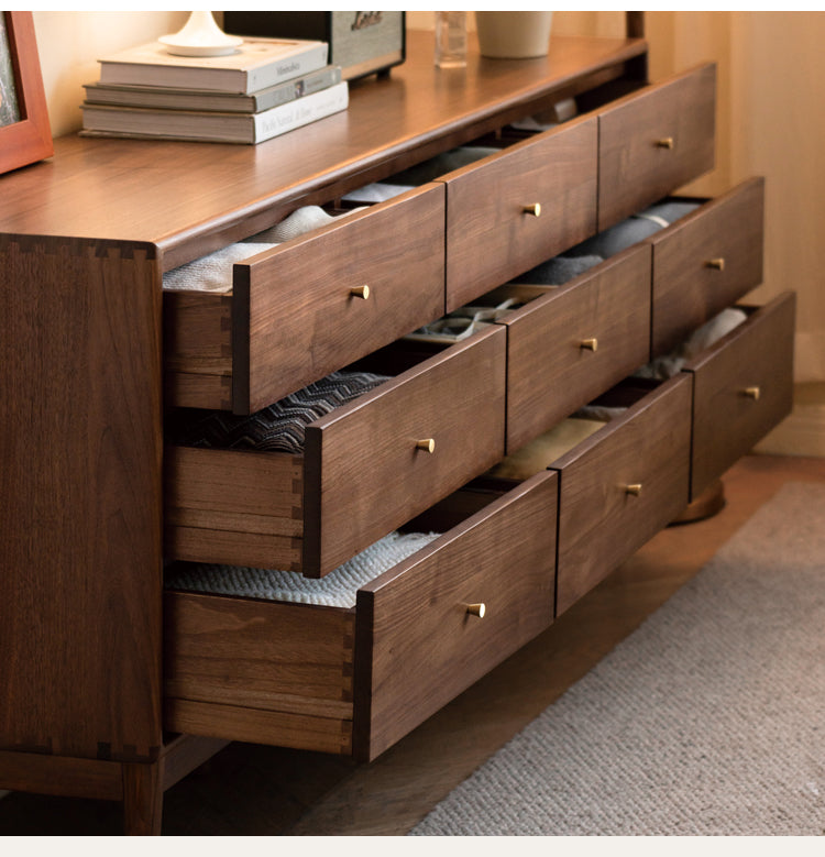 Black Walnut, Oak Solid Wood Drawer, Modern Porch Cabinet