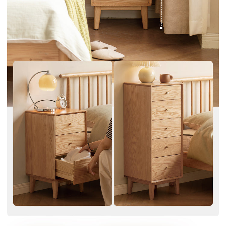 Oak, Beech Solid Wood Chest of Drawers, Multi-Functional Storage Cabinet Combination