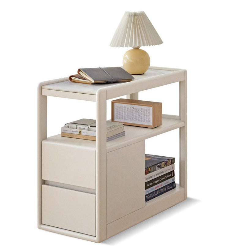 Poplar Solid Wood Side Table With Rock Slab Top