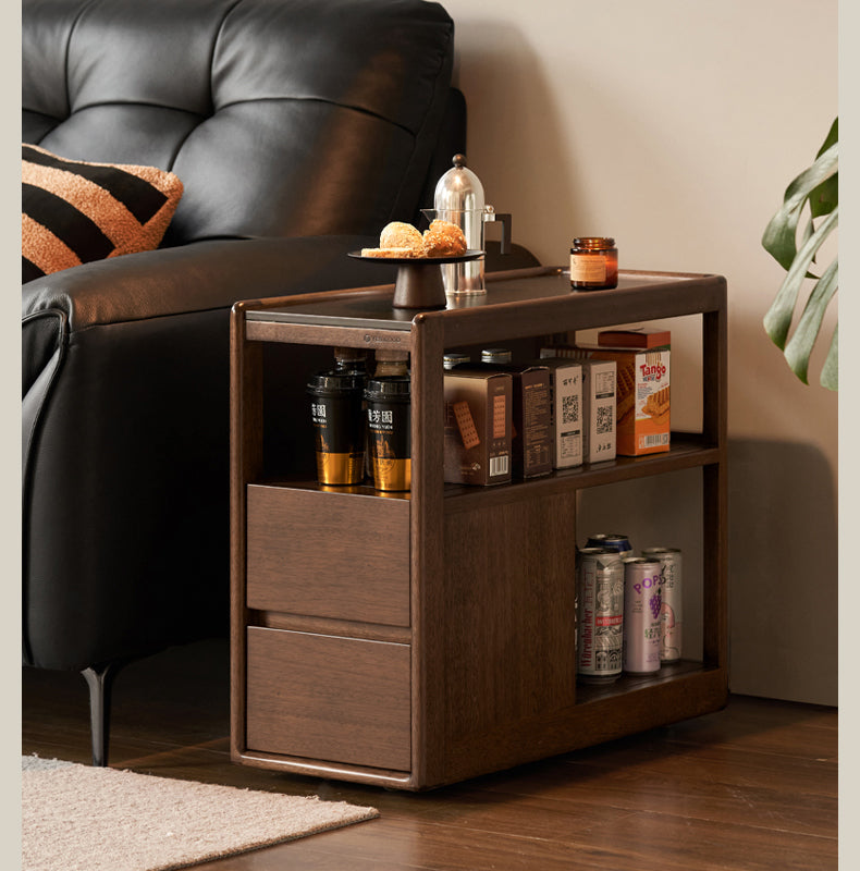 Sandalwood Solid Wood Italian Style Light Luxury Rock Board Side Table