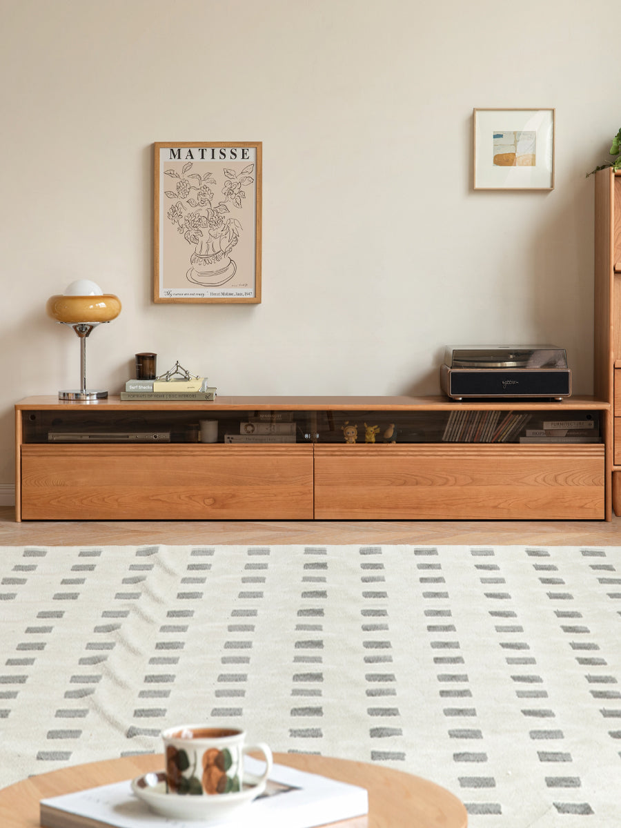 Cherry, Poplar Solid Wood Floor TV Cabinet.