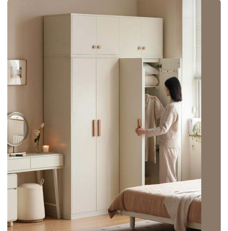 Pine Solid Wood Wardrobe Cream Style.