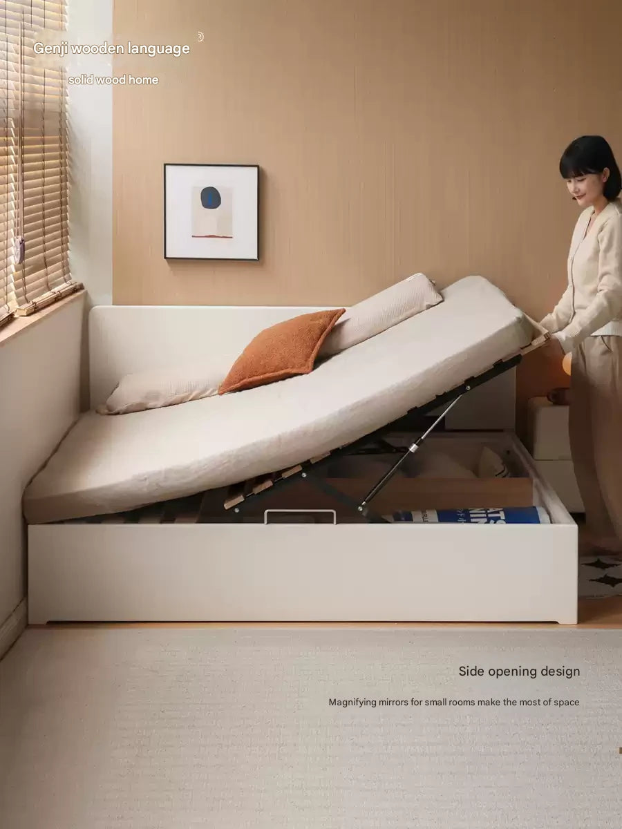 Rubber Wood Solid Wood White Open Box Bed