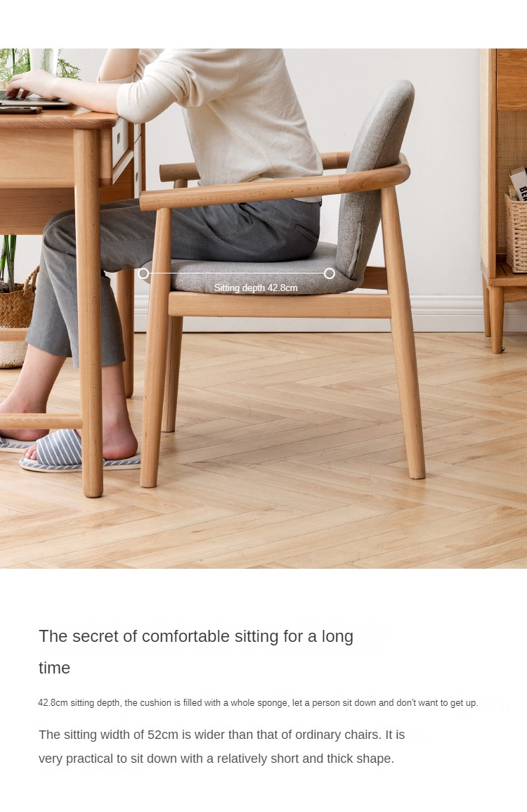 Beech Solid Wood Armchair Nordic)