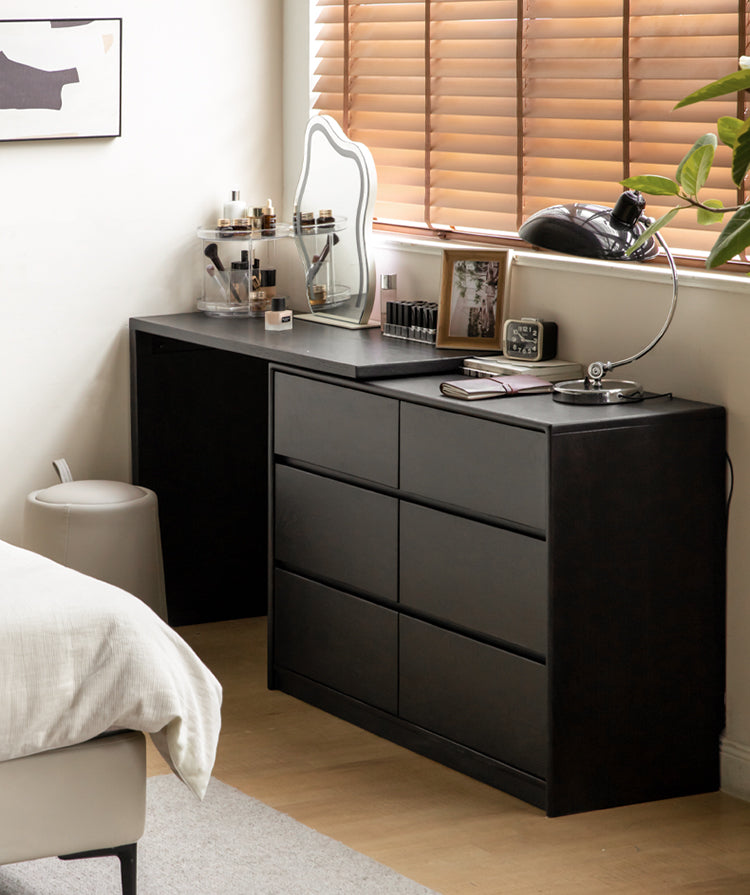 Oak Solid Wood Smoky Color Retro Dressing Table.