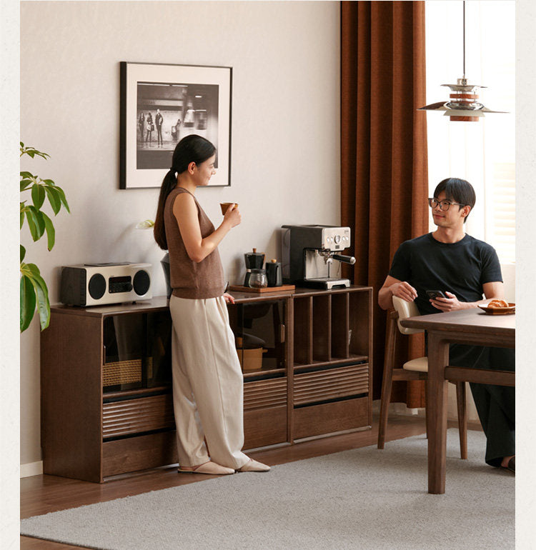 Golden Sandalwood Solid Wood Wall-Mounted Bookcase with Free Combination Grid Design