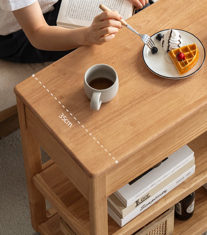Solid Rubberwood Movable Sideboard