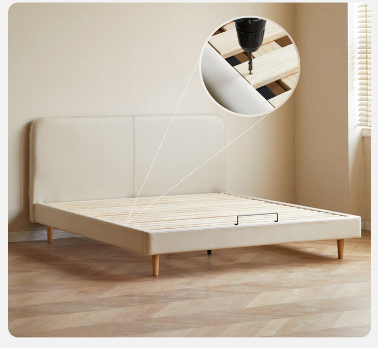 Fabric Cream Soft Minimalist Bed