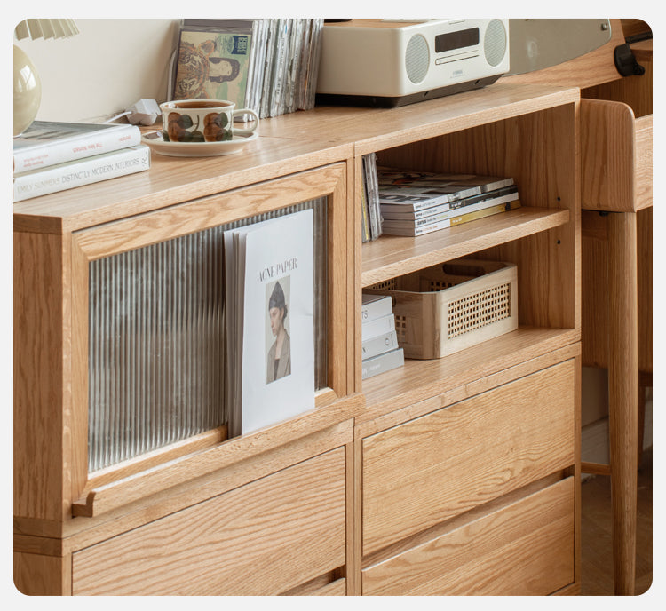 Oak, Ash Solid Wood TV Cabinet Modern Free Combination Storage Bookcases
