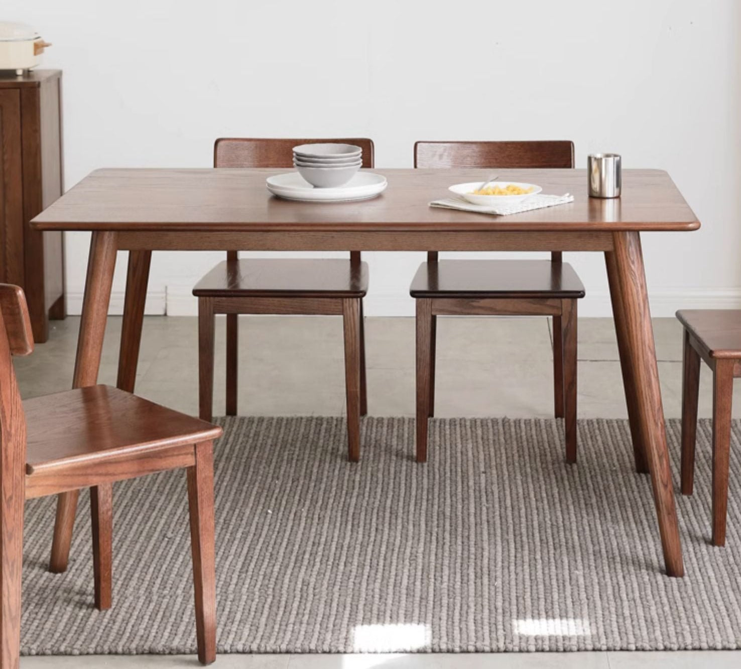Oak solid wood Walnut color dining table"