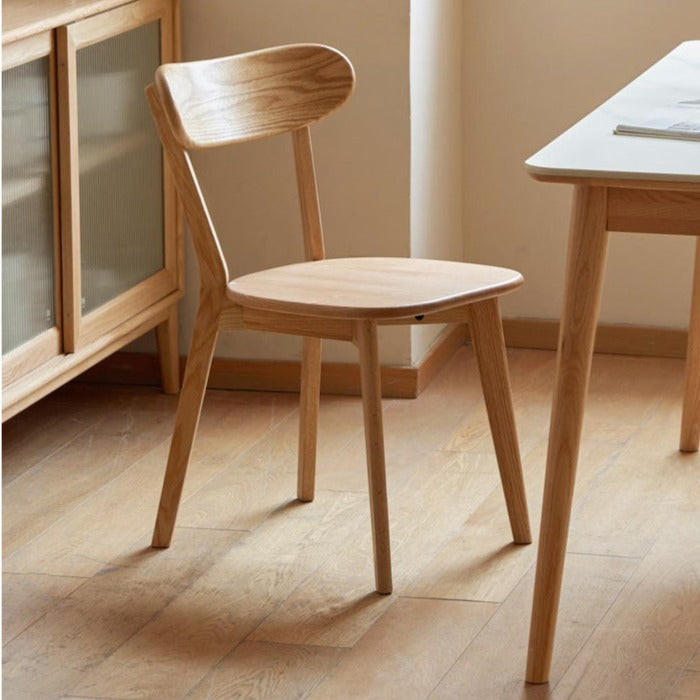 Oak, Cherry, Beech Solid Wood Curved Backrest Dining Chair