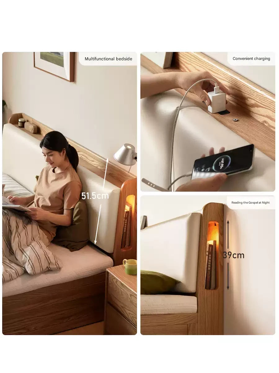 Oak Solid Wood Box Bed Storage Technology Cloth