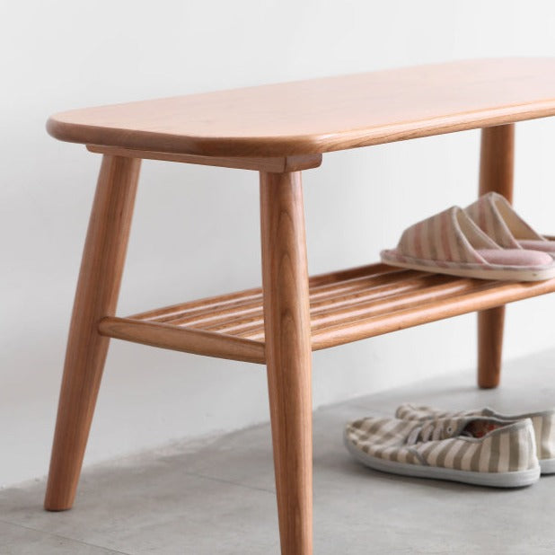 Oak, Solid Rubberwood Shoe Bench