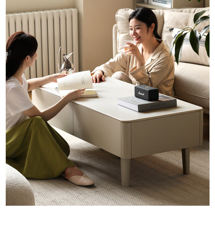 Poplar Solid Wood Light Luxury Rock Plate Coffee Table