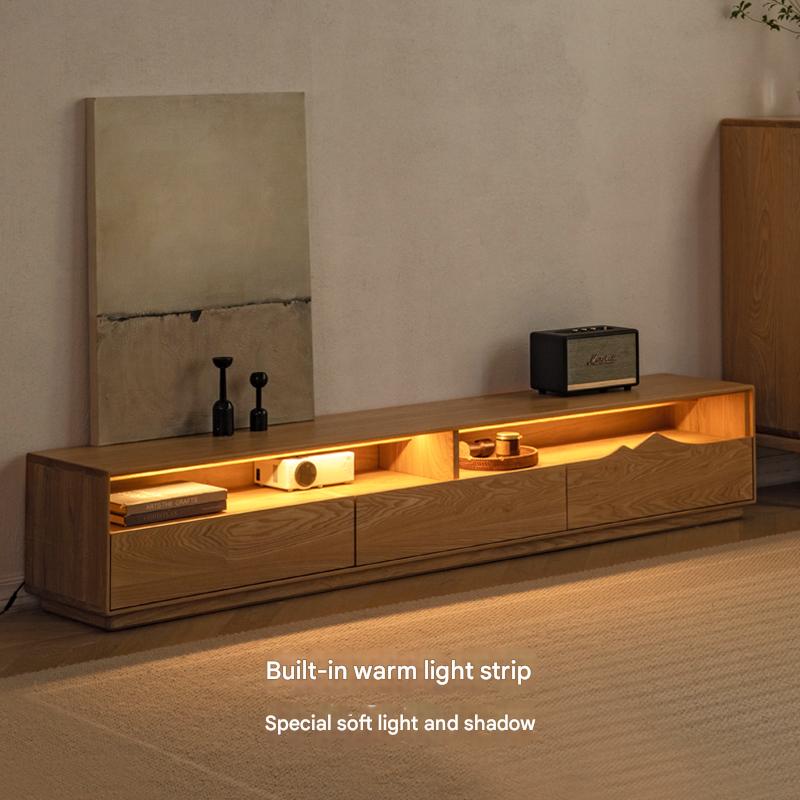 Ash Solid Wood Floor TV Storage Cabinet.