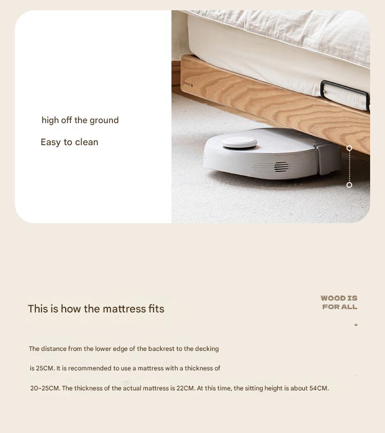 Oak Solid Wood Modern Simple Soft Leaning Bed