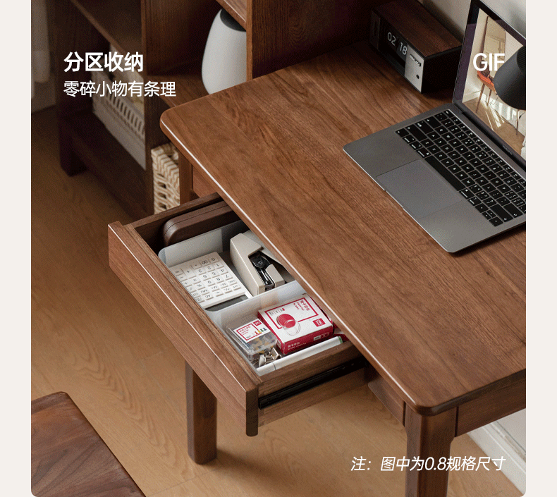 Black Walnut Solid Wood Desk with Drawer New Style