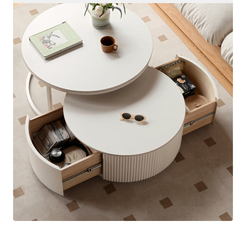 Ash Solid Wood Milk Oil Wind Combination Storage Rock Coffee Table.