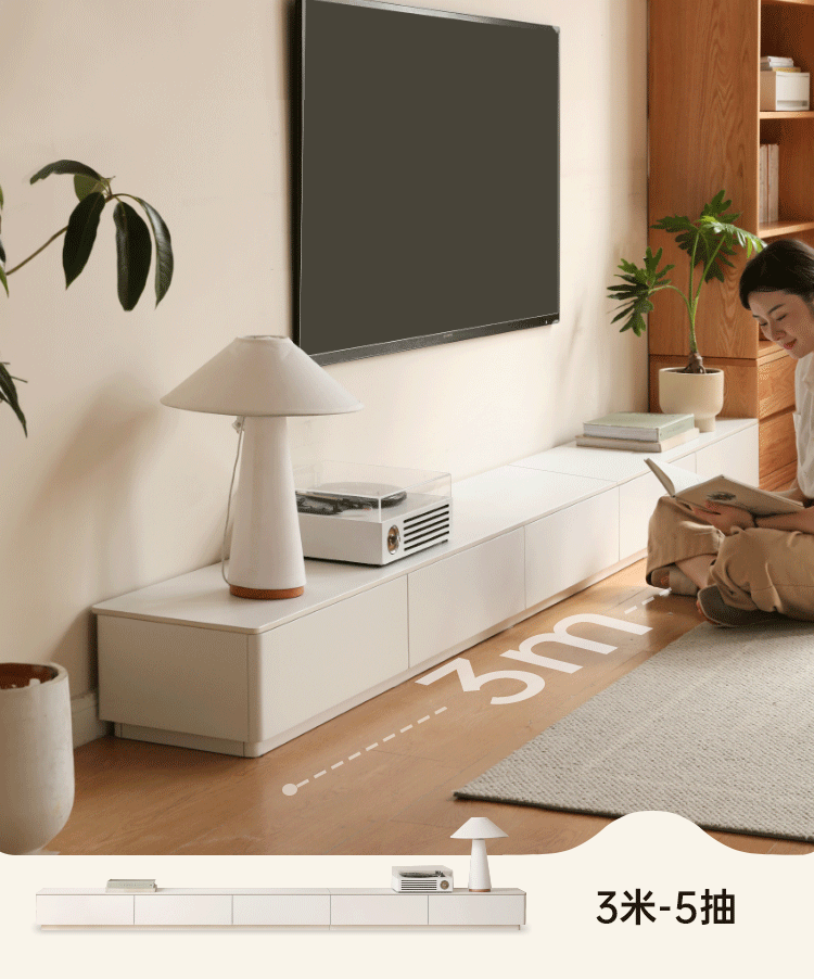 Poplar Solid Wood Floor Rock Plate TV Cabinet-