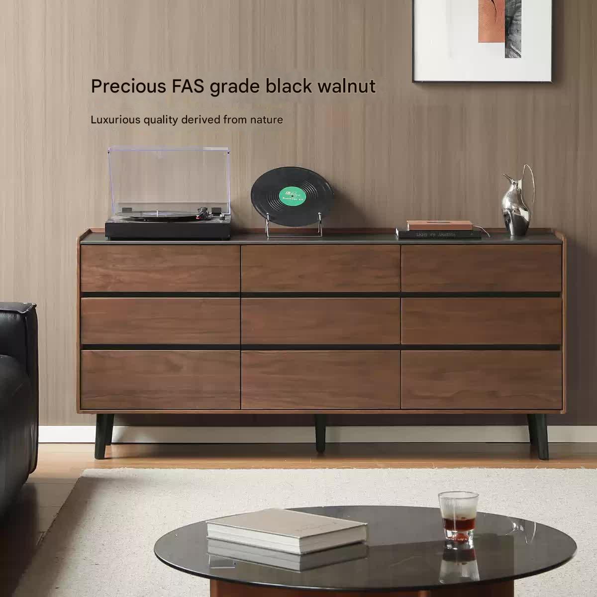Black Walnut Solid Wood Italian Light Luxury Drawer Cabinet