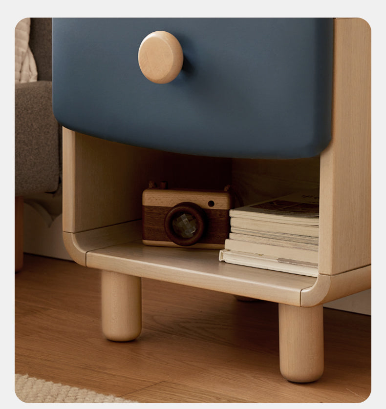 Rubberwood Solid Wood Children's Modern Nightstand