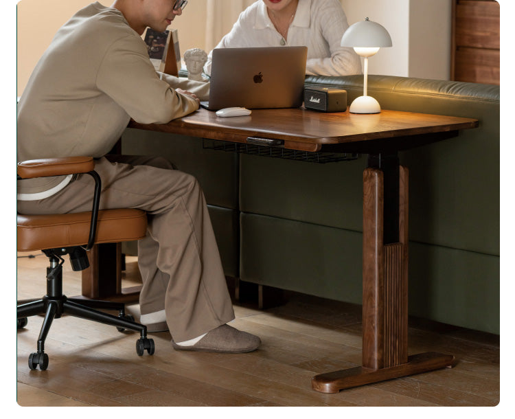 Black Walnut, Oak, Sandalwood, Ash Solid Wood Electric Elevating Desk