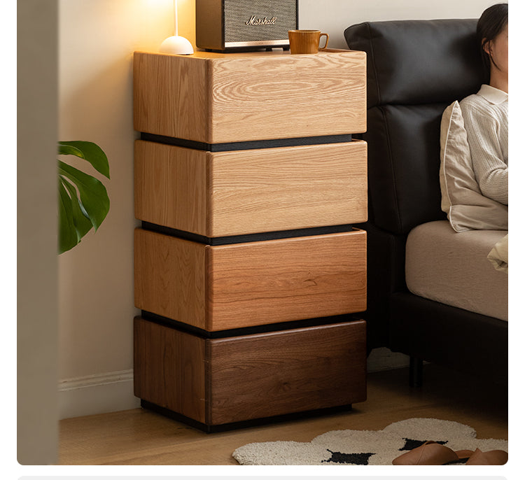 Black Walnut, Cherry, Oak Solid Wood Free Combination Storage Nightstand