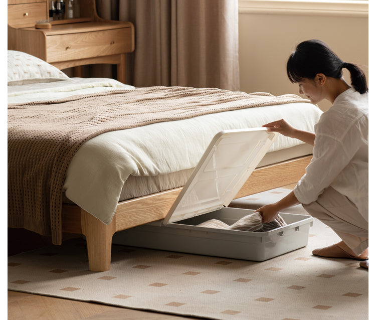 Oak Solid Wood Technology Cloth Modern and Simple Bed