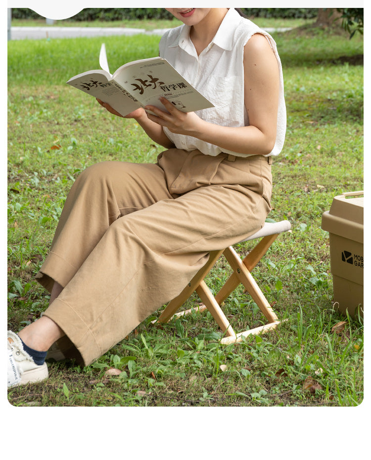 Beech solid wood outdoor portable folding stool