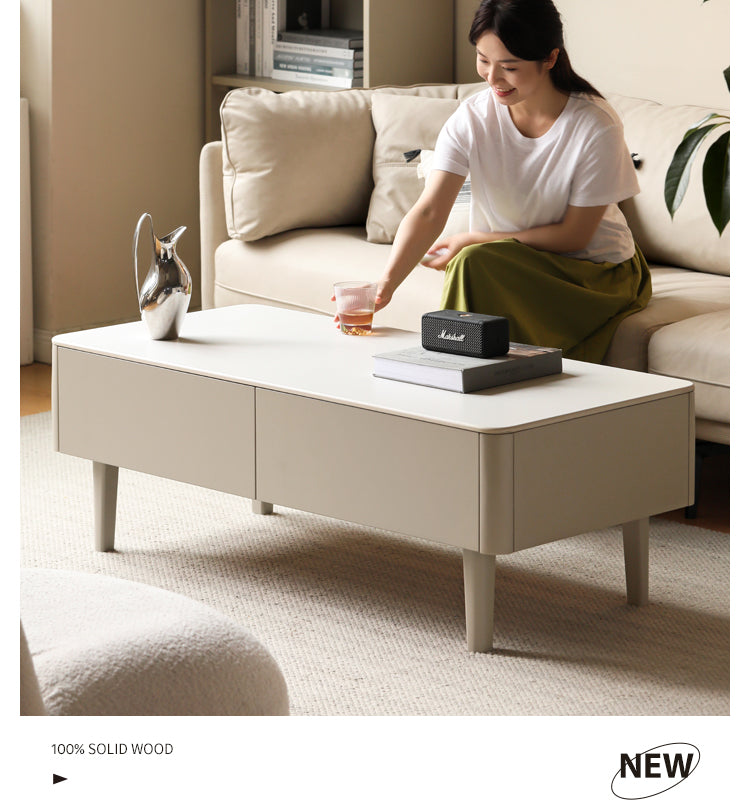 Ash Solid Wood Light Luxury Rock Plate Coffee Table