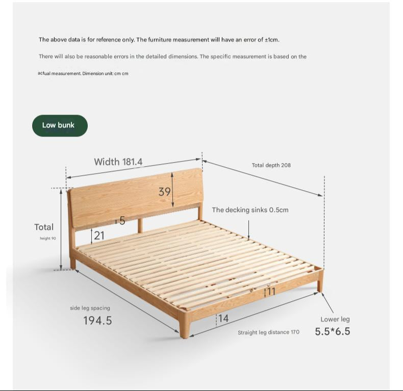 Oak Solid Wood Bed