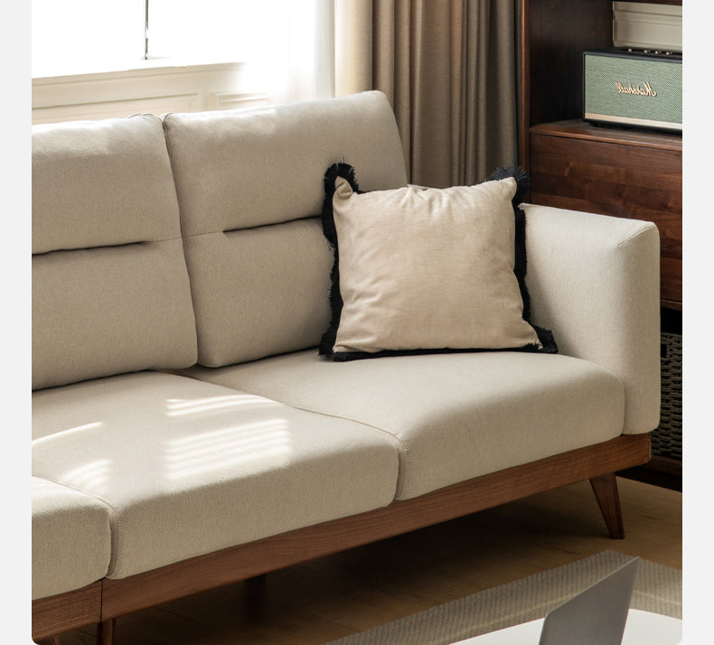 Black Walnut Solid Wood Sofa,Technology Cloth, Fabric.