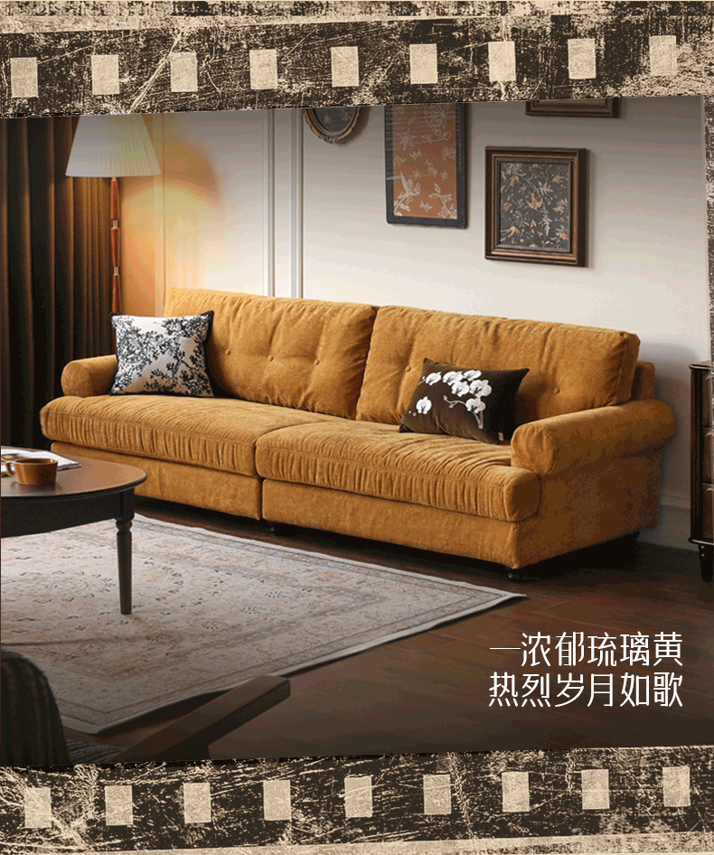Fabric Three Seater Sofa High Back American Style.