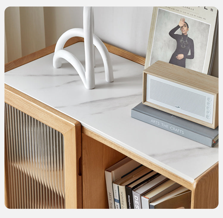 Ash Solid Wood Side Cabinet Storage.