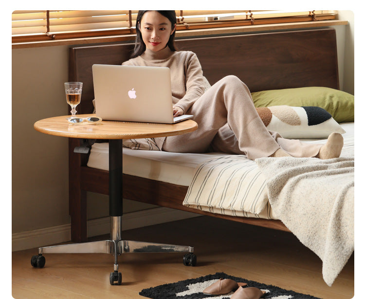 Black Walnut, Oak, Cherry, Poplar Solid Wood Lifting Movable Side Table