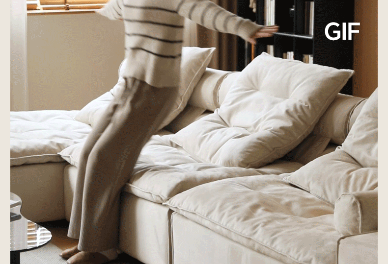 Fabric French Cream Style Modular Sofa.