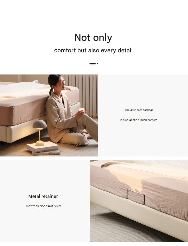 Suspended Organic Leather Bed, Genuine Leather Bed