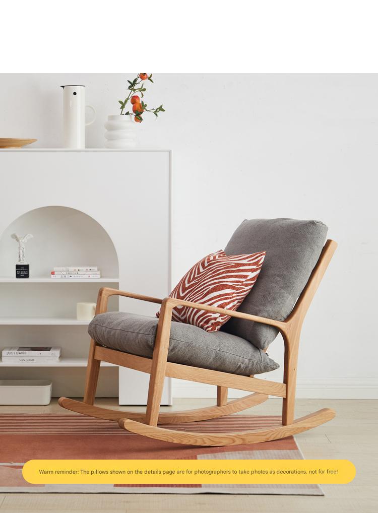 Oak Solid Wood Single Lazy Rocking Sofa Chair